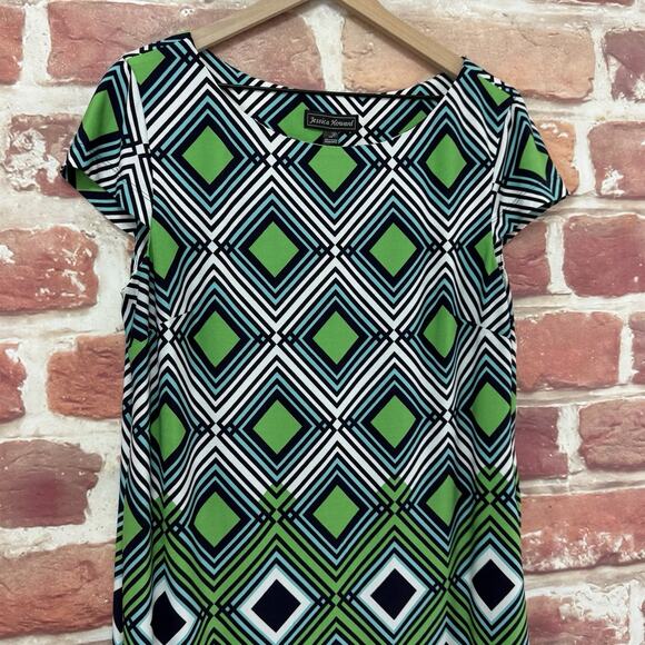 Jessica Howard Dress Womens Large Multicolor Retro Diamond Striped Casual Career - Picture 3 of 8